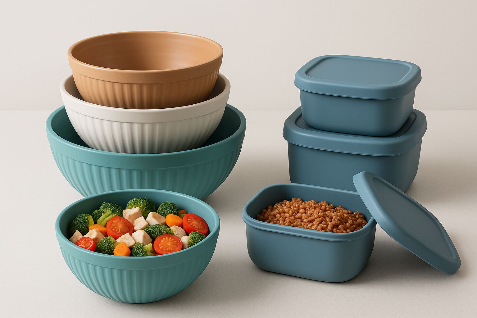 En person forbereder et måltid med friske ingredienser fra en måltidskasse i et nordisk køkken.